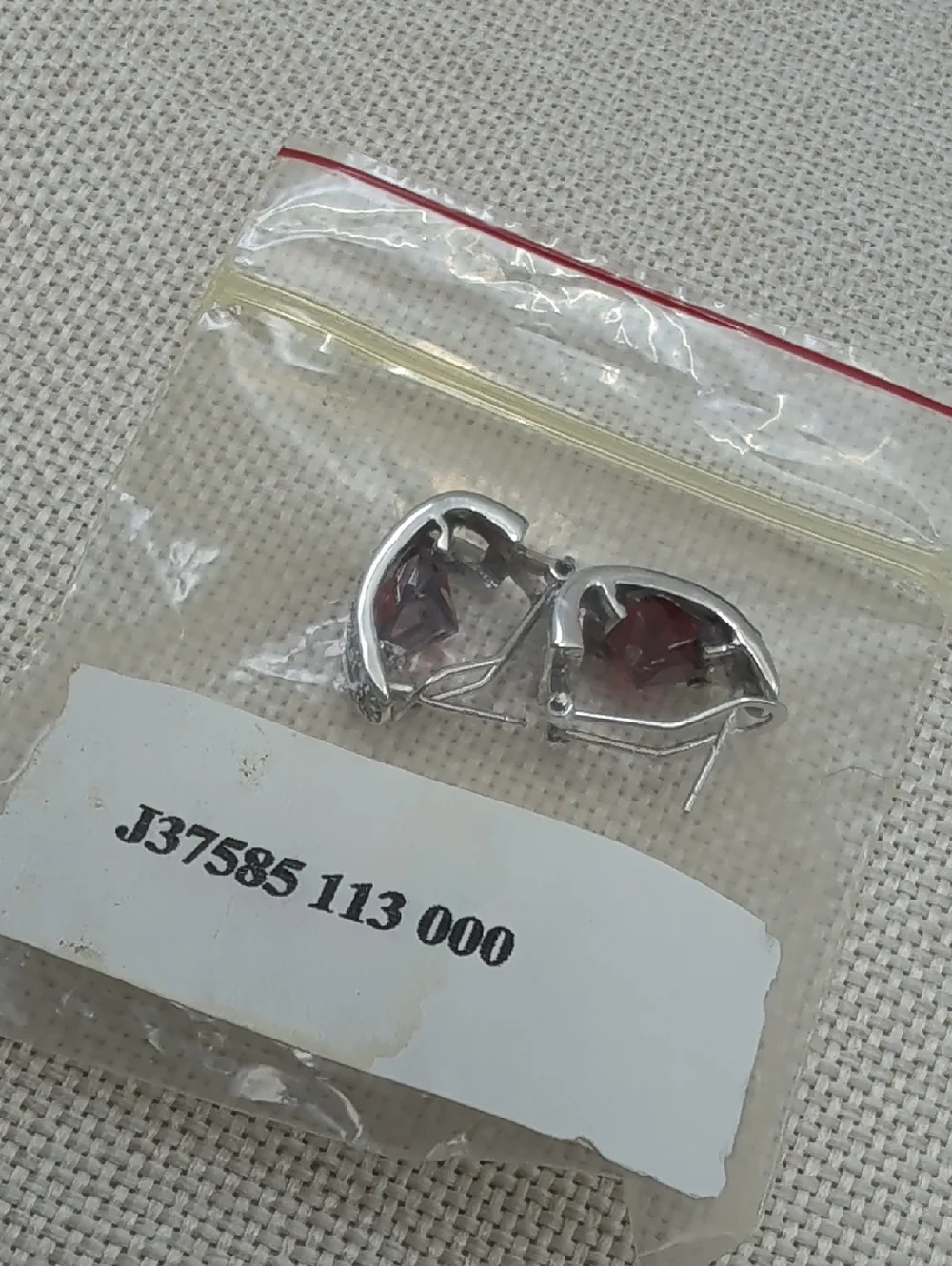 Vintage 925 Sterling Silver Garnet Half Hoop Lever Back Earrings - Picture 17 of 17